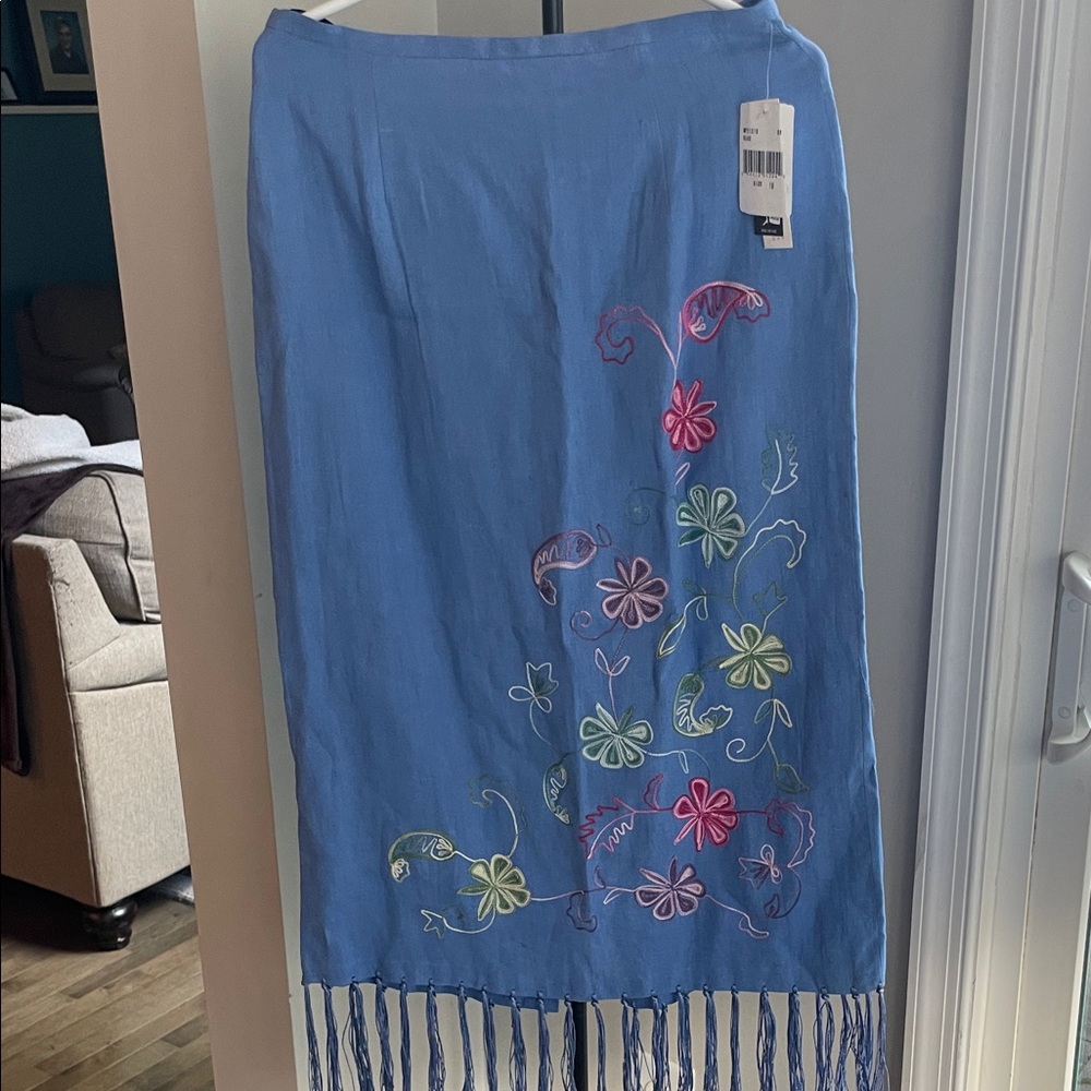NWT Linen Embroidered coverup with Fringe
